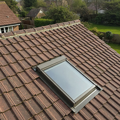 Skylight on a tiled roof