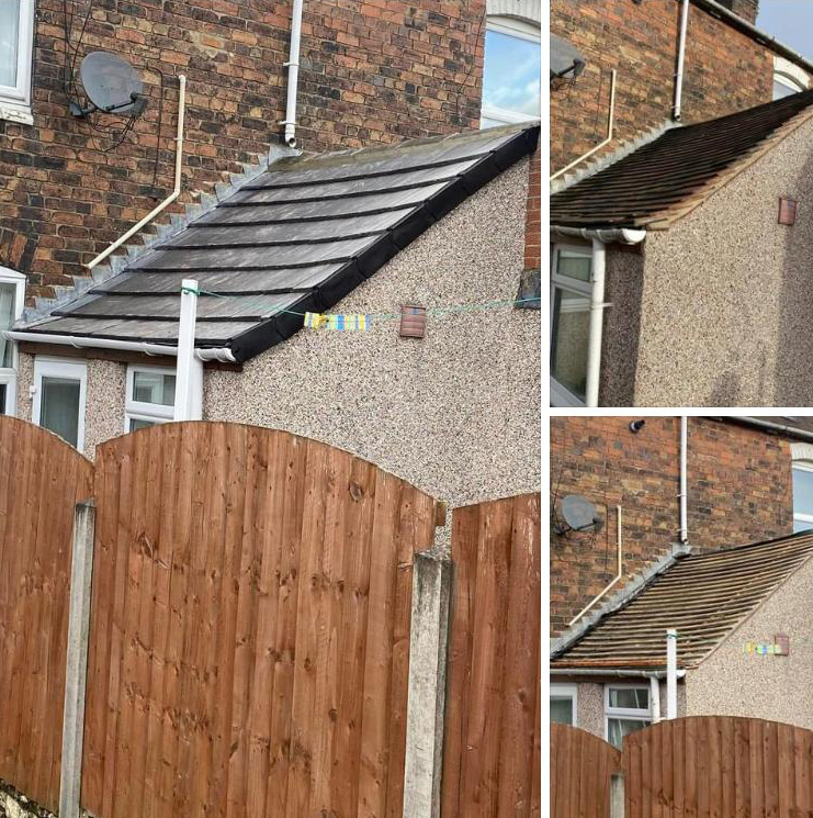 Reroof of extension with slate tiles